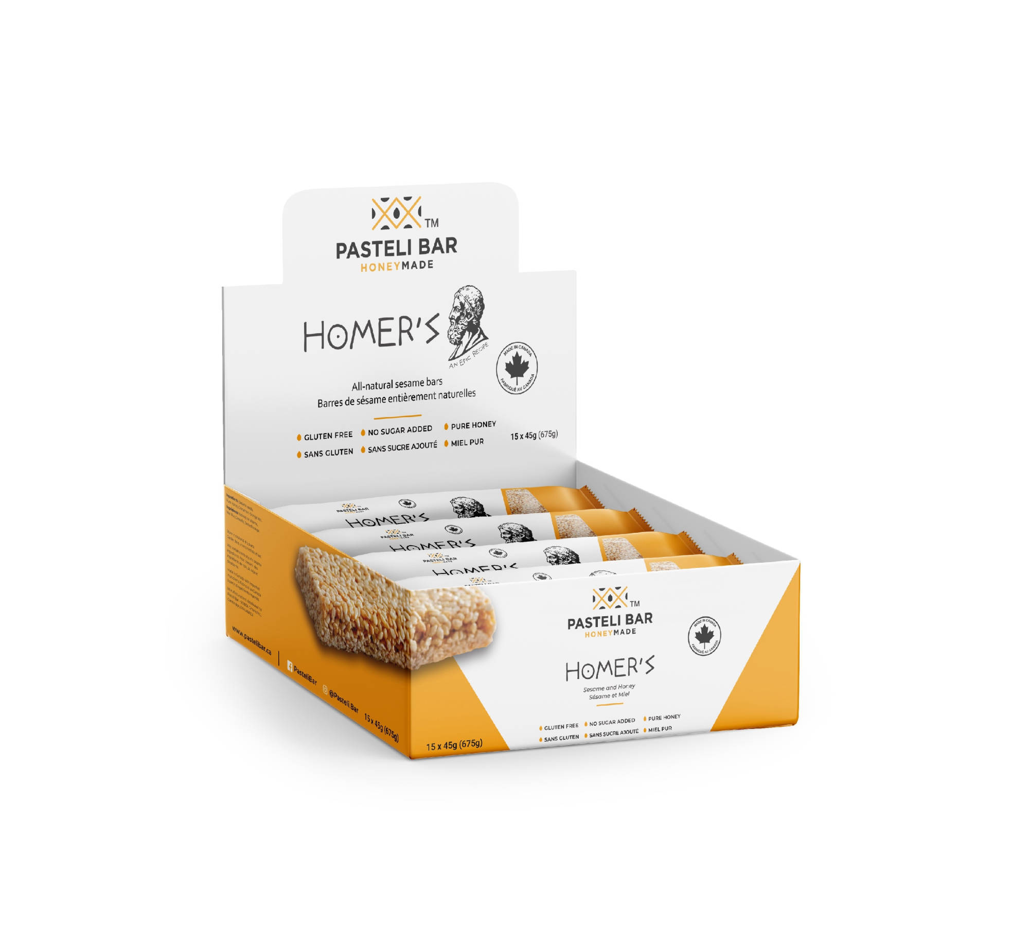 Homers bar display box of 15 bars x 45g each